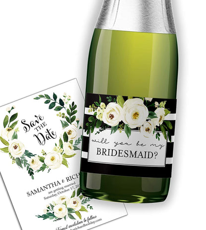 Will You Be My Bridesmaid Mini Champagne Labels • Bridesmaid Proposal, Maid / Matron of Honor Ask • SET of 10