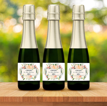 Cheers To The Future Mrs • Engagement Party, Bachelorette Party, Bridal Shower Mini Champagne Labels • SET of 18