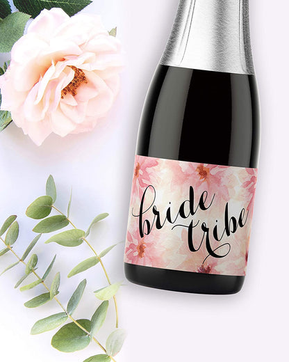 Bride Tribe • Bachelorette Party, Bridal Shower Mini Champagne Labels • SET of 18
