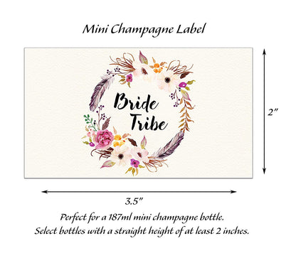 Bride Tribe • Bohemian Bachelorette Party, Bridal Shower Mini Champagne Labels • SET of 12