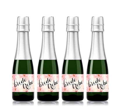 Bride Tribe • Bachelorette Party, Bridal Shower Mini Champagne Labels • SET of 18