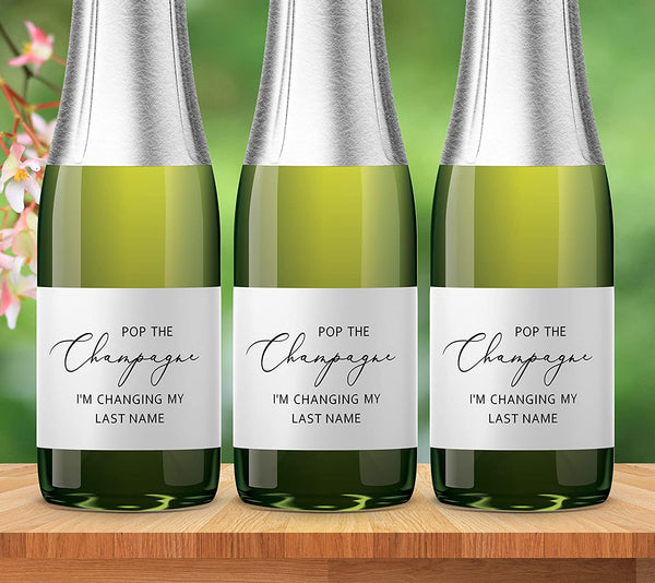 Pop The Champagne • Bachelorette Party, Bridal Shower Mini Champagne Labels • SET of 12