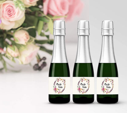 Bride Tribe • Bohemian Bachelorette Party, Bridal Shower Mini Champagne Labels • SET of 12