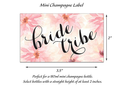 Bride Tribe • Bachelorette Party, Bridal Shower Mini Champagne Labels • SET of 18