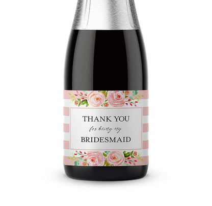 Thank You For Being My Bridesmaid Mini Champagne Labels • Bridesmaid, Maid / Matron of Honor Thank You • 8 DIFFERENT Colors • SET of 8