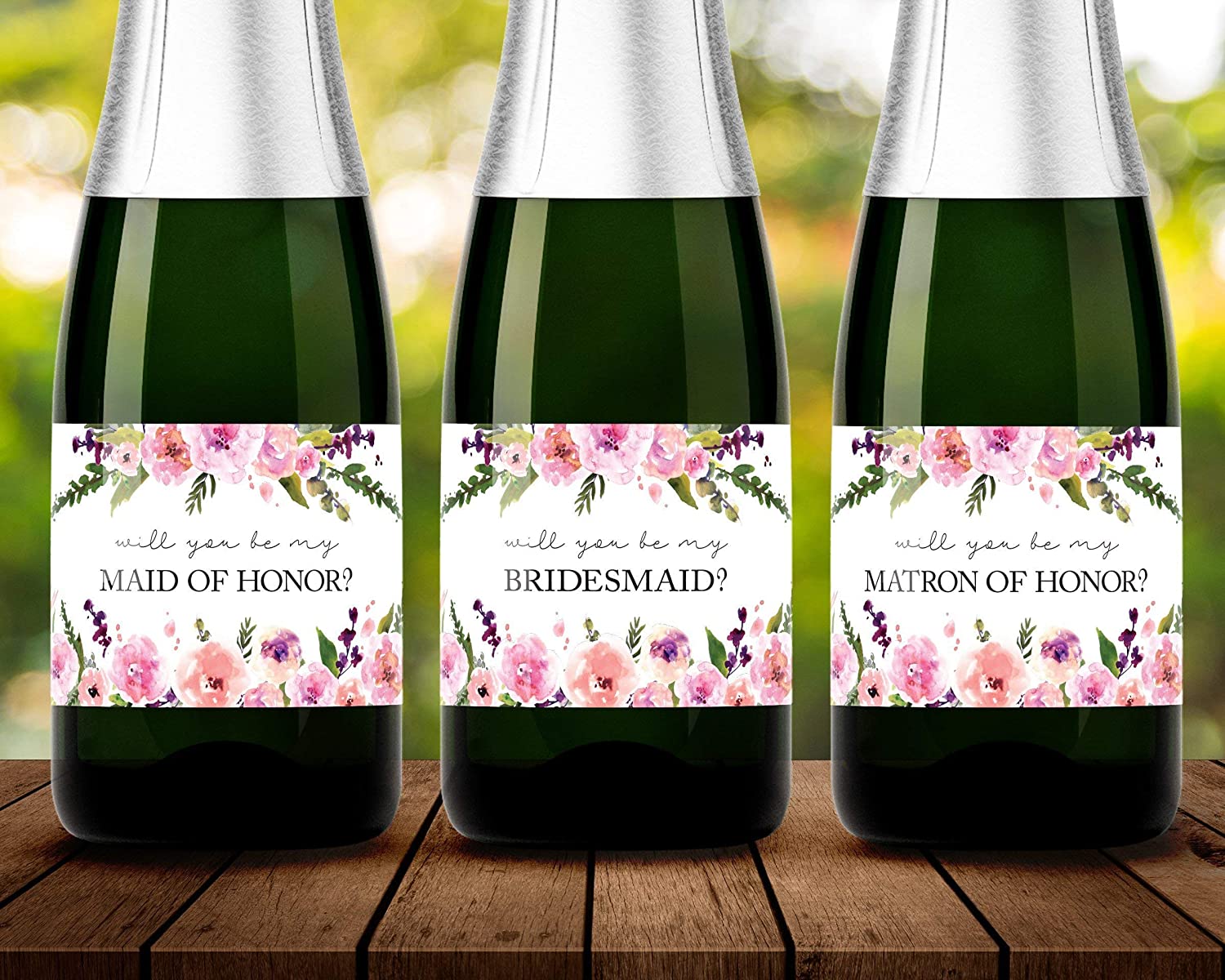 Will You Be My Bridesmaid Mini Champagne Labels • Bridesmaid Proposal, Maid / Matron of Honor Ask • SET of 8