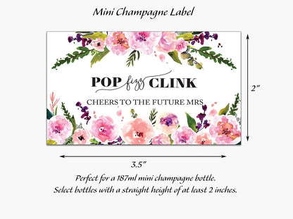 Cheers To The Future Mrs • Pop Fizz Clink! • Bachelorette Party, Bridal Shower Mini Champagne Labels • SET of 12