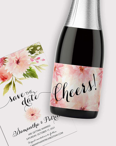 Cheers! Mini Champagne Labels • Engagement Party, Bachelorette Party, Wedding Reception / Rehearsal Dinner • SET of 18