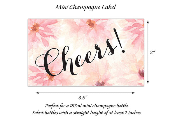Cheers! Mini Champagne Labels • Engagement Party, Bachelorette Party, Wedding Reception / Rehearsal Dinner • SET of 18