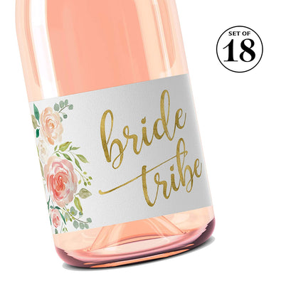 Bride Tribe • Bachelorette Party, Bridal Shower Mini Champagne Labels • SET of 18