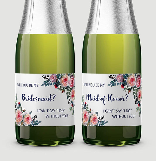 Will You Be My Bridesmaid Mini Champagne Labels • Bridesmaid Proposal, Maid / Matron of Honor Ask • SET of 12