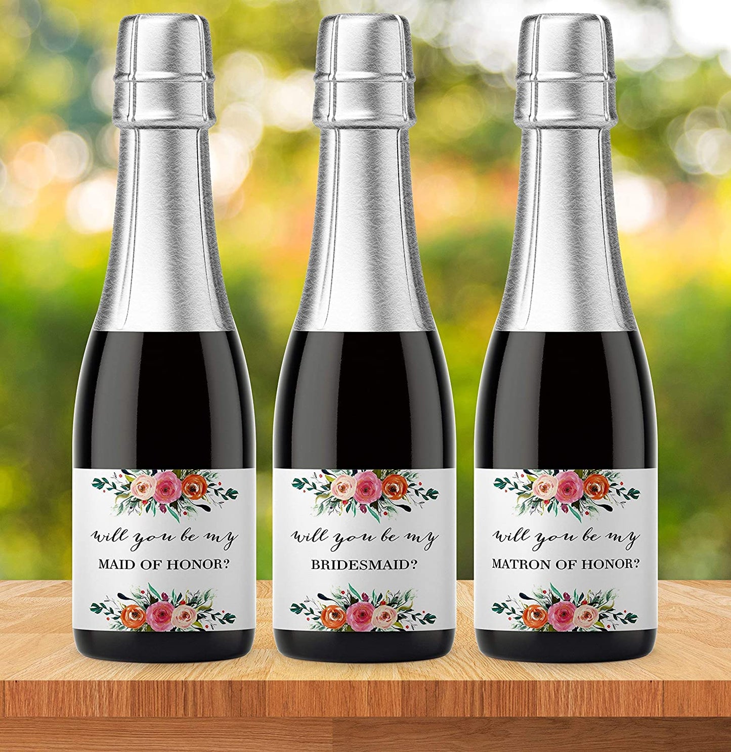 Will You Be My Bridesmaid Mini Champagne Labels • Bridesmaid Proposal, Maid / Matron of Honor Ask • SET of 14