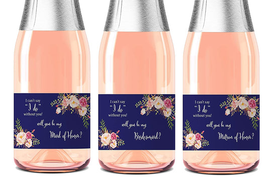 Will You Be My Bridesmaid Mini Champagne Labels • Bridesmaid Proposal, Maid / Matron of Honor Ask • SET of 10