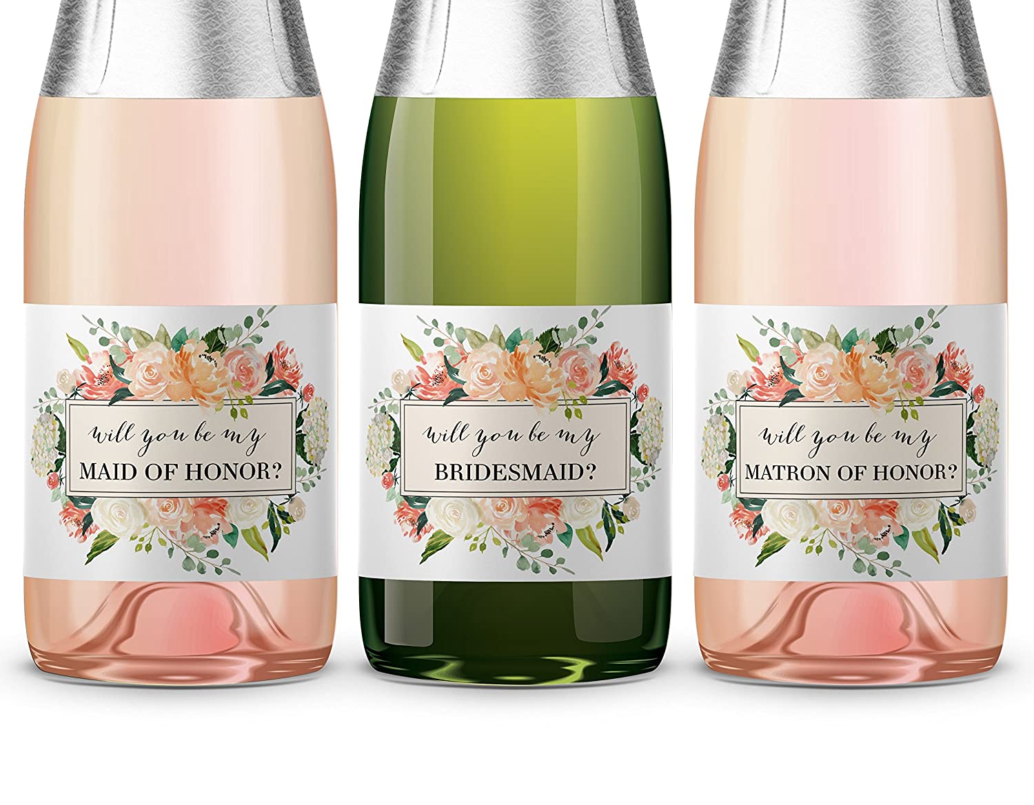Will You Be My Bridesmaid Mini Champagne Labels • Bridesmaid Proposal, Maid / Matron of Honor Ask • SET of 8