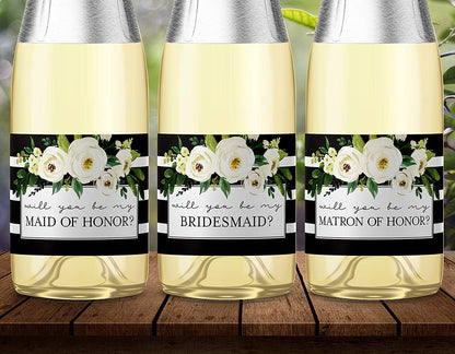 Will You Be My Bridesmaid Mini Champagne Labels • Bridesmaid Proposal, Maid / Matron of Honor Ask • SET of 10
