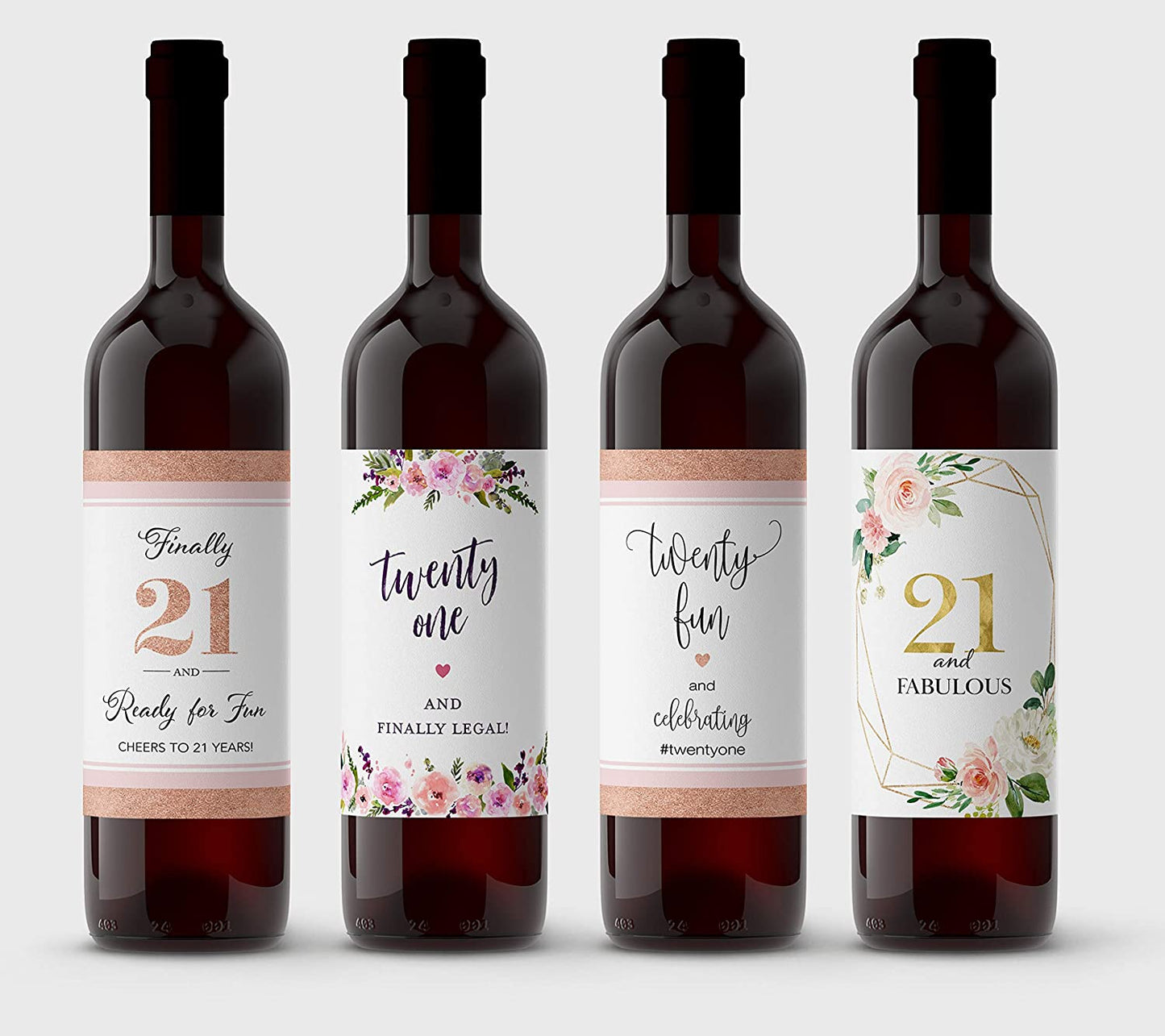 21st Birthday Gift• For Friend Stickers, Finally Legal, Fabulous, Wine Bottle Labels • SET of 4 Wine Labels