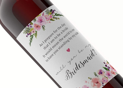 Will You Be My Bridesmaid Wine Bottle Labels • Bridesmaid, Maid / Matron of Honor Thank You • SET of 8