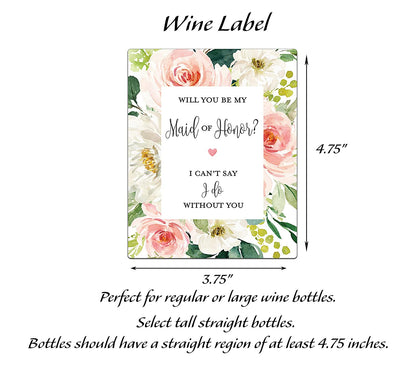 Thank You For Being My Bridesmaid Wine Bottle Labels • Bridesmaid, Maid of Honor, Matron of Honor Thank You • SET of 8