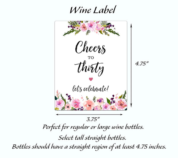 30th Birthday Gift • For Women, 30 and Fabulous • SET of 5 Wine Labels