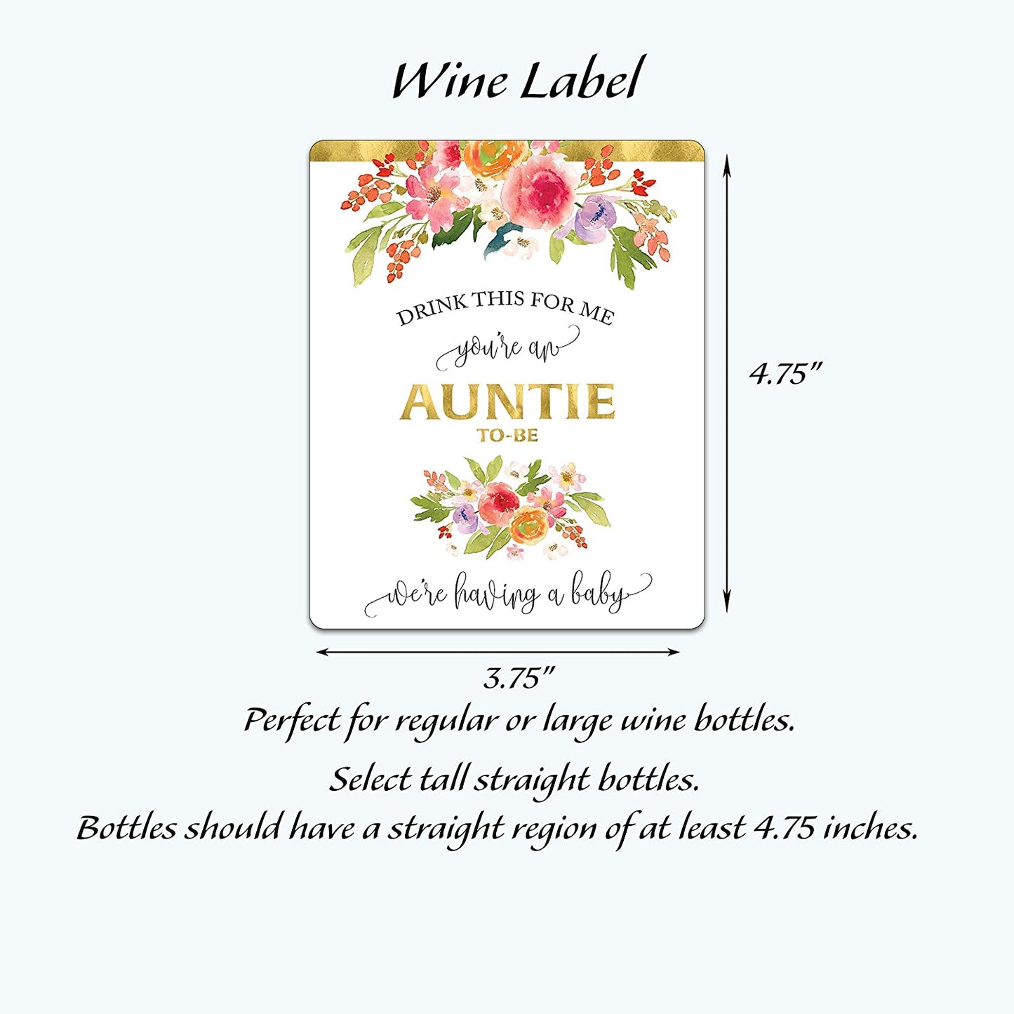 Drink This For Me - You're An Auntie-To-Be Wine Labels • Pregnancy Announcement • SET of 5