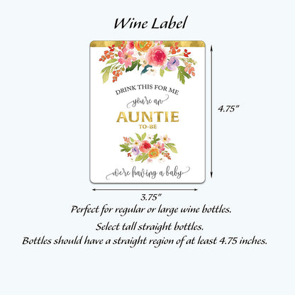 Drink This For Me - You're An Auntie-To-Be Wine Labels • Pregnancy Announcement • SET of 5
