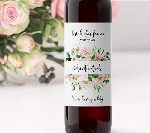 Drink This For Me - You're an Auntie-To-Be Wine Labels • Pregnancy Announcement • SET of 5