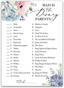 Succulents Baby Shower Game - Disney Parent Match • SET of 25