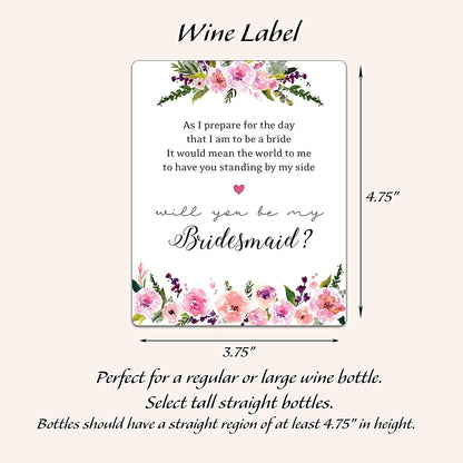 Will You Be My Bridesmaid Wine Bottle Labels • Bridesmaid, Maid / Matron of Honor Thank You • SET of 8