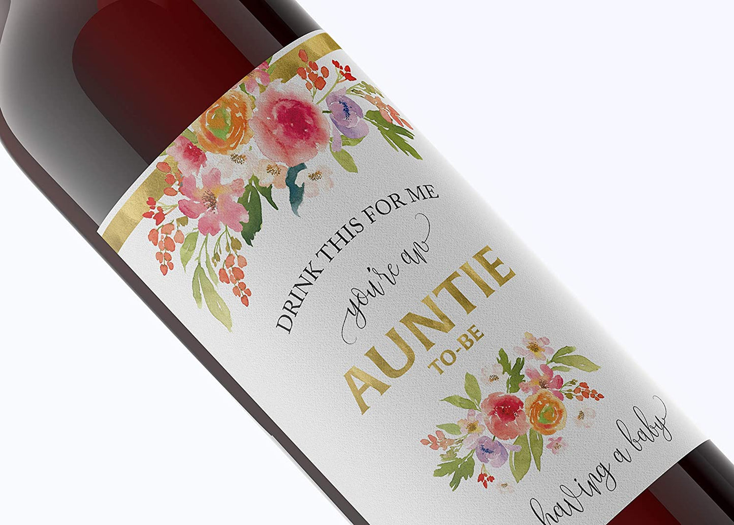 Drink This For Me - You're An Auntie-To-Be Wine Labels • Pregnancy Announcement • SET of 5