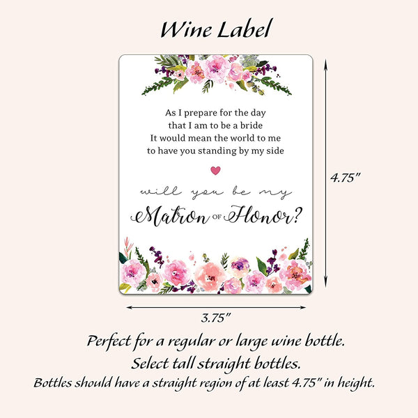 Will You Be My Bridesmaid Wine Bottle Labels • Bridesmaid, Maid / Matron of Honor Thank You • SET of 8