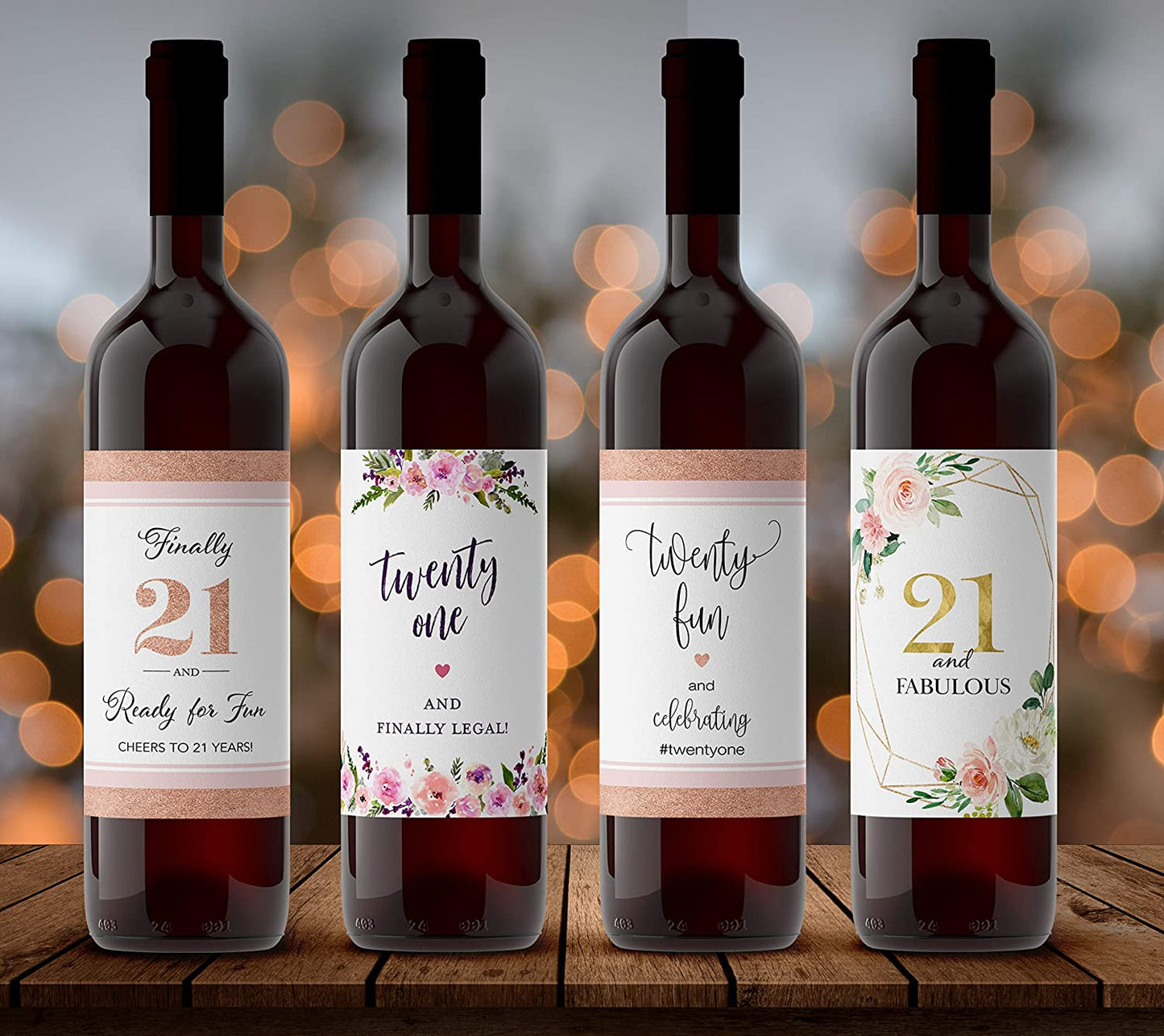 21st Birthday Gift• For Friend Stickers, Finally Legal, Fabulous, Wine Bottle Labels • SET of 4 Wine Labels