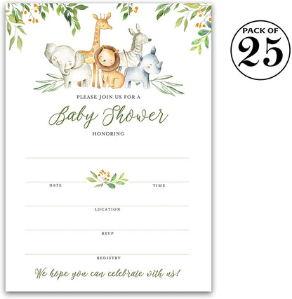 Safari Animals Baby Shower Invitations • SET of 25