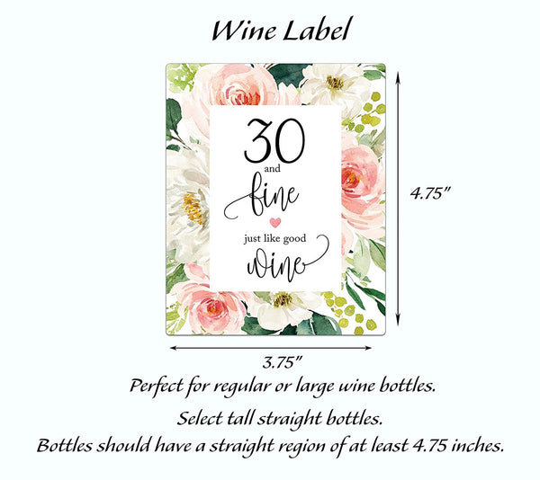 30th Birthday Gift • For Women, 30 and Fabulous • SET of 5 Wine Labels