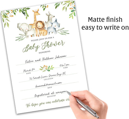 Safari Animals Baby Shower Invitations • SET of 25