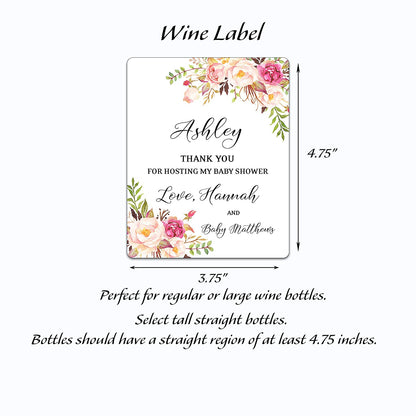 PERSONALIZED Baby Shower Hostess Gift Wine Labels • Thank You For Hosting My Baby Shower
