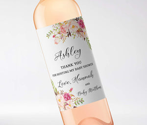 PERSONALIZED Baby Shower Hostess Gift Wine Labels • Thank You For Hosting My Baby Shower
